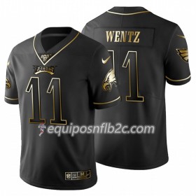 Camiseta Hombre NFL Philadelphia Eagles Carson Wentz 11 Nike Negro Golden Edition 100th